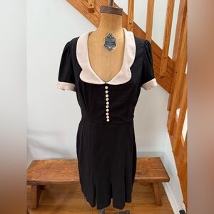 Betsey Johnson Black Wool Dress with White Accents